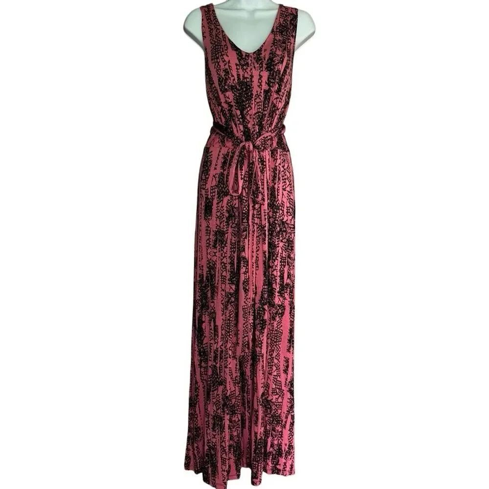 Vintage Nicole Richie Collection Pink & Black Patterned Sleeveless Maxi Dress L